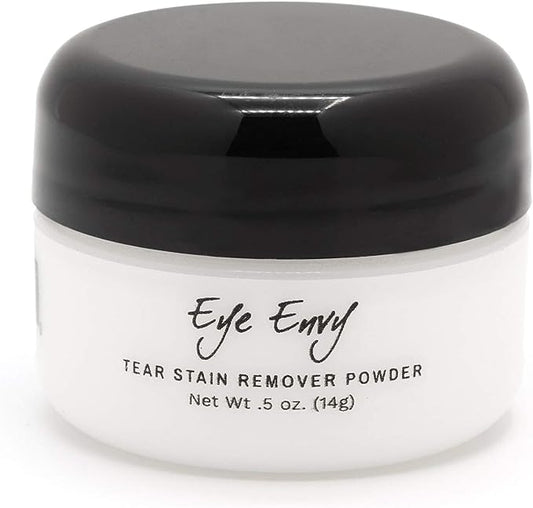 Eye Envy Tear Stain Remover Powder for Dogs & Cats |100% Natural, Safe | Apply Around Eyes to Absorb & Repel Tears | Keeps Area Dry | Treats The Cause of Staining | Effective & Non-Irritating (.5oz)