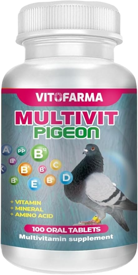 MULTIVIT Pigeon para palomas 100 Tabs Vitamins Minerals Aminoacids for Racing Pigeons Show Pigeons Rollers Supplement for Birds