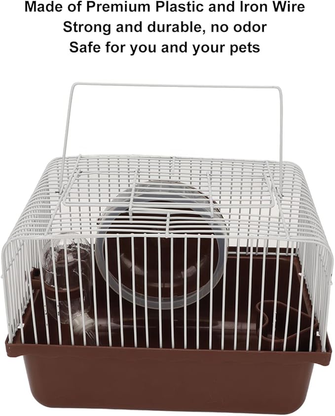 Hamster House Toy, Hamster Cage Breathable Portable Small Animal House with Water Bottle Bowl Running Wheel for Guinea pigs Rabbits