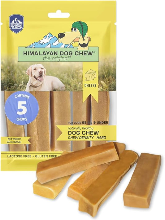 Himalayan Dog Chew Premium Yak Cheese Himalayan Dog Chews, Cheese, 5 XL/Large Treats, 3.3 oz, Dog Treats Large Breed, All Natural, Long Lasting Dog Chews for Aggressive Chewers, Dogs Under 65 lbs