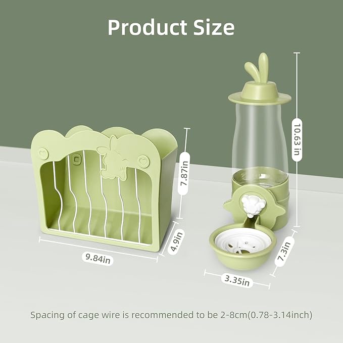 Rabbit Hay Feeder and Automatic Pet Water Dispenser, Metal Frame Guinea Pig Hay Rack Gravity Pet Water Bottle, Hanging and Easy to Install, for Rabbit Guinea Pig Chinchilla Bunny