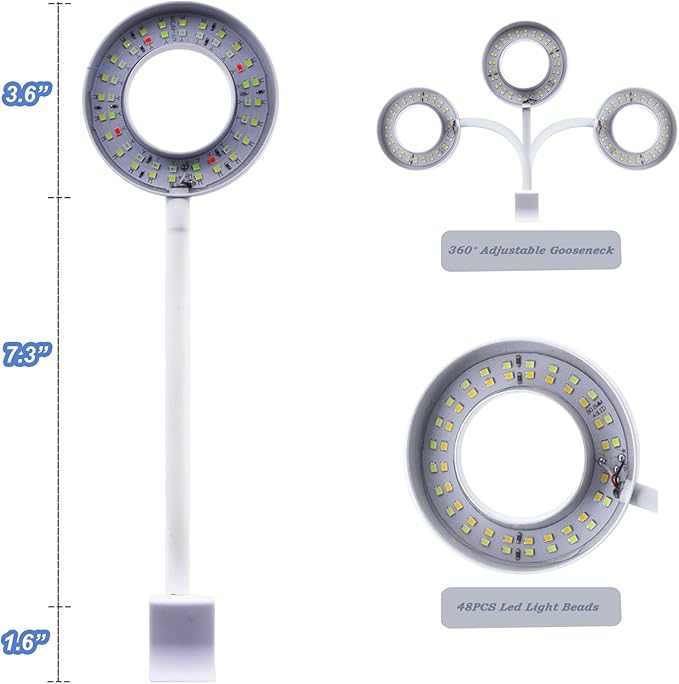 Small Aquarium Light Clip on Fish Tank Light LED USB Full Spectrum Light with Dimmer Multi-Color White+Blue+Red for 1-5 Gal Betta Tank (Adapter NoT included, No Timer)