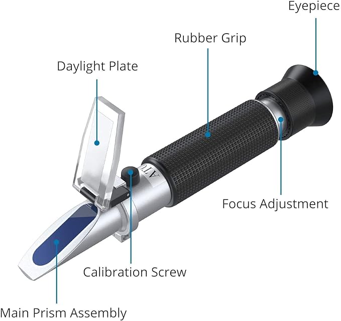 AUTOUTLET Salinity Refractometer Saltwater Aquarium for Seawater, Pool, Tank, Marine, Fishkeeping, 0-100PPT & 1.000-1.070 Salinity Tester with ATC Function Salinity Hydrometer Kit