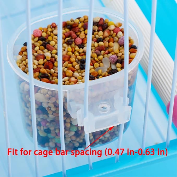 9 Pack Small Bird Food and Water Bowl Feeder, Parrot Convenient Hanging Container, Plastic Cage Sand Cup Feeding Dish