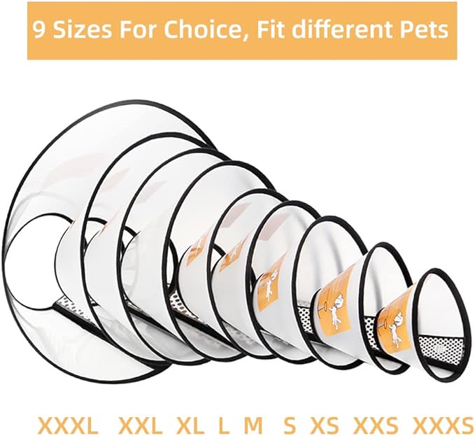 Plastic Pet Recovery Collars & Cones for Dogs and Cats After Surgery Adjustable Dog Neck Cone Surgical Elizabeth E-Collar Prevent Biting and Stop Licking Wound (XS-Neck: 9.0-11.4 in)