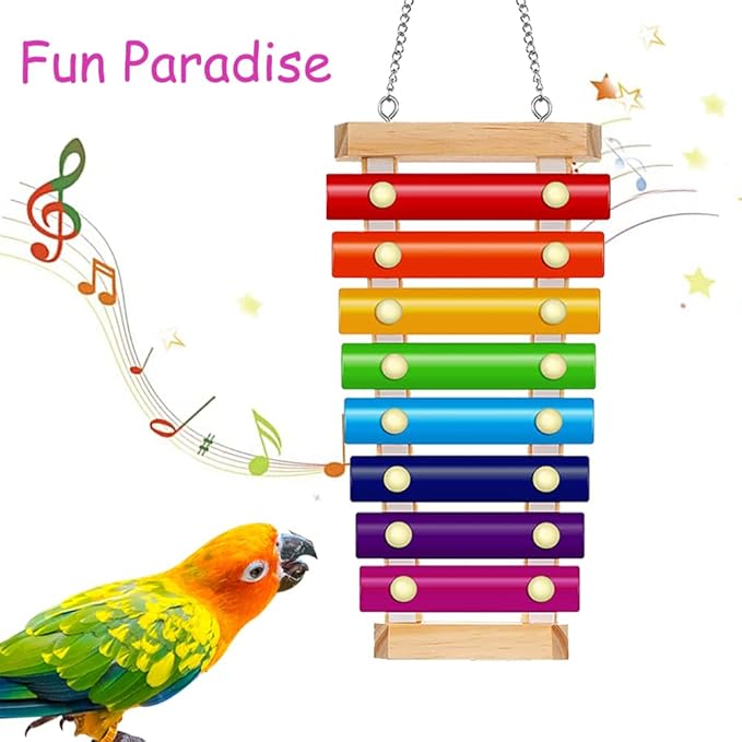 Large Parrot Toy Bird Xylophone Toy Bird Cage Bell Accessories Music Musical Training Toy for Conure Budgie Cockatiel Cockatoos Parakeet Finch Love Birds Canary Macaws Medium Outdoor Wild Bird