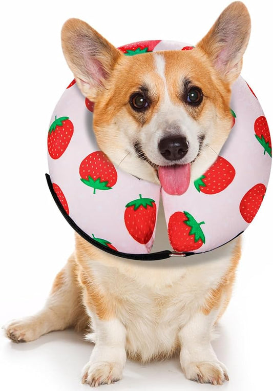 Dog Cone Collar for Small Medium Large Dogs for After Surgery, Pet Inflatable Neck Donut Collar Soft Protective Recovery Cone for Dogs and Cats - Alternative E Collar Does Not Block Vision - Pink,S