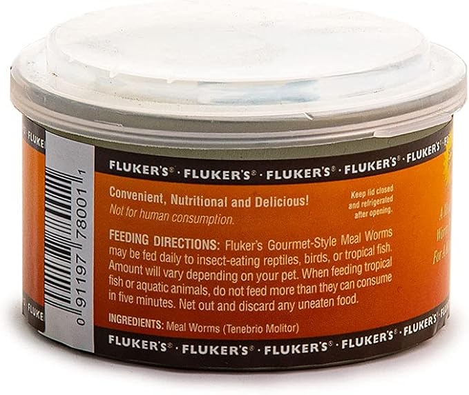 Fluker's Gourmet Canned Food for Reptiles, Fish, Birds and Small Animals, Black, Mealworms 1.23 Ounce (Pack of 1)