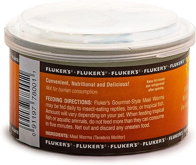 Fluker's Gourmet Canned Food for Reptiles, Fish, Birds and Small Animals, Black, Mealworms 1.23 Ounce (Pack of 3)