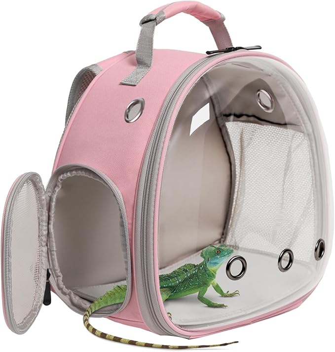 Guinea Pig Carrier,Guinea Pig Carrier for 2,Reptile Travel Carrier for Lizards Sugar Glider Hedgehog Rat Parrot Birds (Pink, Backpack)