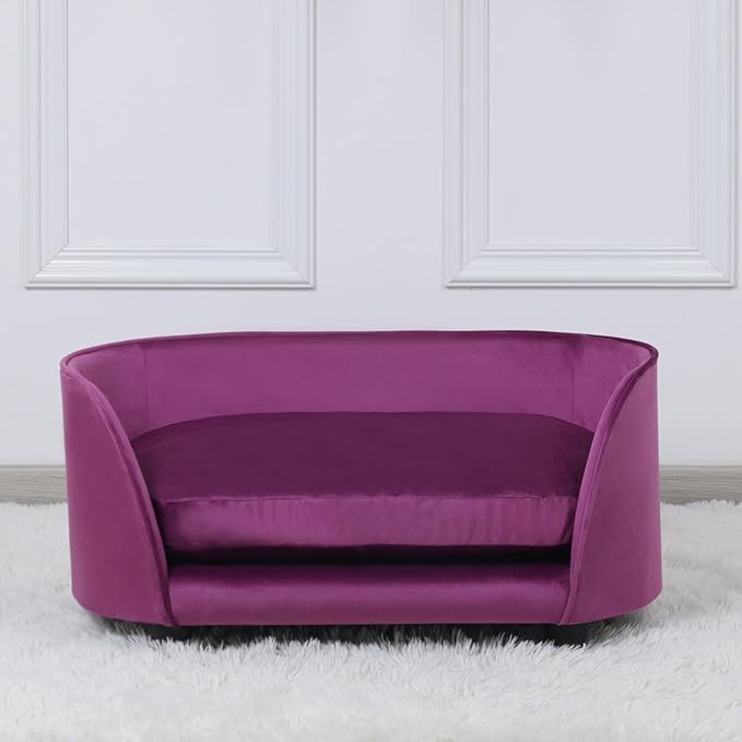 Dog Sofas and Chairs for Small Pet/Cat Sofa Chair with Velvet Fabric/Pet Sofa Bed with Comfortable Washable Cushion/Dog Bed for for Small Dog Rest Using (Purple)