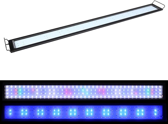 LED Aquarium Light, Full Spectrum Fish Tank Led Light with Aluminum Alloy Shell Extendable Brackets (48-54 in)