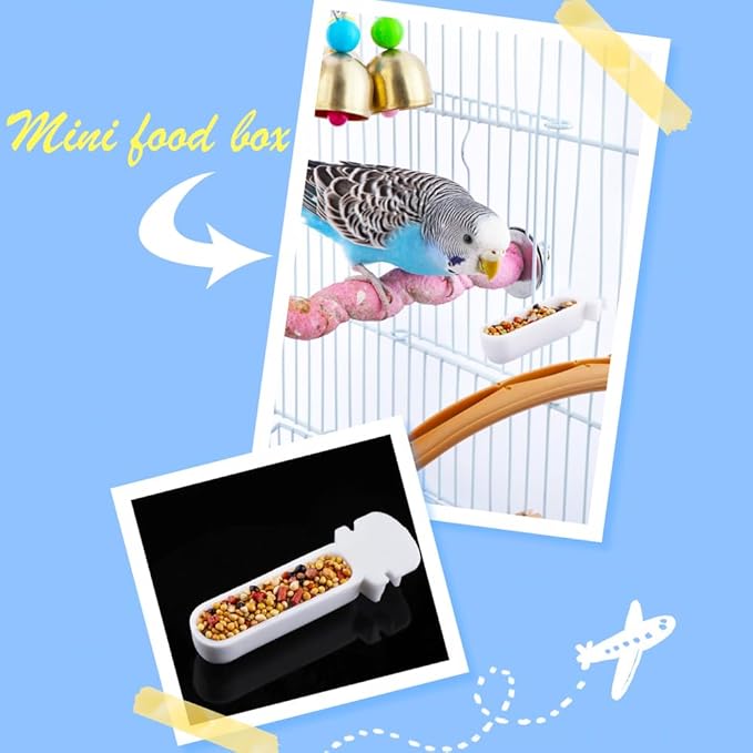 6 Pcs Small Bird Detachable Transparent Bowl Parrot Plastic Food Cup Canary Finch Convenient Hanging Seed Water Feeder (with 6 pcs Small Food Cups)