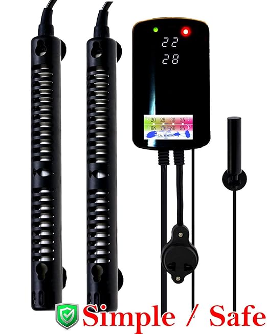 Corisrx Submersible Aquarium Heater Set - 55-100 Gallon Betta Fish Tank Temperature Controller, Turtle Tank Thermometer, Freshwater Saltwater Large Tank Thermostat (900W (for 132 to 160 Gallon))