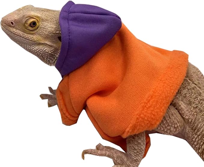 Lizard Hoodie Lizards Clothes for Bearded Dragon Geckos Reptiles Apparel Hand-Made Hoodies Skin Sweater Coat for Party