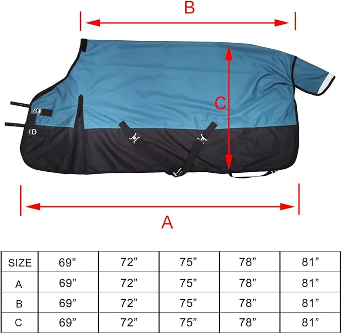 600Denier Waterproof and Breathable Horse Sheet Rip-Stop Turnout Rain Sheet Horse Blanket with Removable Leg Straps