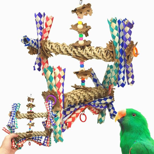 Bonka Bird Toys 1241 Double Helix 11" High by 9" Wide Parrot Toy, Amazon, African Grey, Conure, and Similar Sized Birds