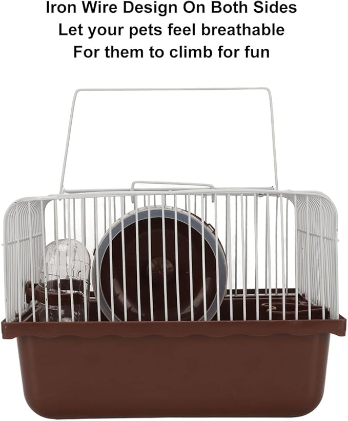 Hamster House Toy, Hamster Cage Breathable Portable Small Animal House with Water Bottle Bowl Running Wheel for Guinea pigs Rabbits