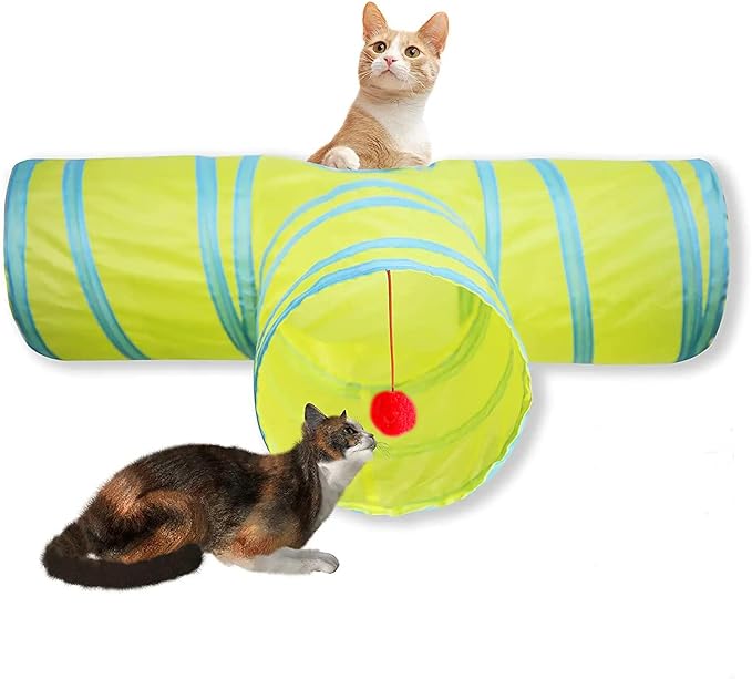 Cat Tunnel, Collapsible Tube with 1 Play Ball Kitty Toys, 3 Ways Cat Tunnels for Indoor Cats, Puppy, Kitty, Kitten, Rabbit