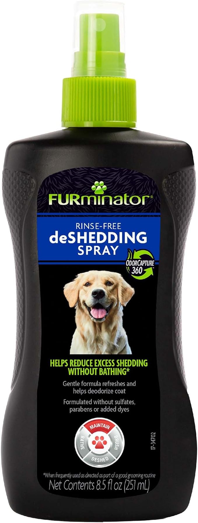 FURminator Medium Dog Undercoat deShedding Tool and Rinse-Free deShedding Spray for Dogs Bundle