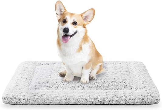 Washable Dog Bed Crate Pad for Medium Small Size Dog Soft Fluffy Kennel Pad Crate Mat for Dog Cage Anti-Slip Comfy Puppy Bed for Pet,23" x 17",Gray