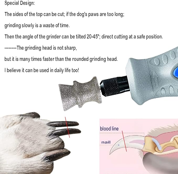 Diamond dremel Dog Nail Grinder Bits for Rotary Tool-1/8'' Dremel Dog Nail Grinder Attachment-Pet Nail Grinder Bit Work for Animals Nail Care（Large A）