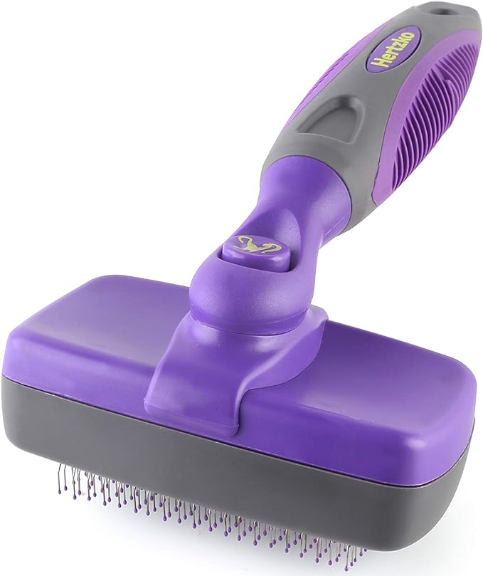 Hertzko Dog & Cat Brush, Dog Brush for Shedding, Cat & Dog Grooming, Self Cleaning Slicker Brush for Pets, Grooming Brushes for Long Short Haired Dogs Cats, Small size Deshedding Brush, Rake, Comb