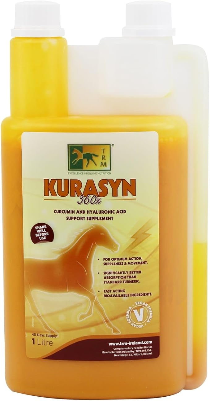 Kurasyn 360x Horse Feed Supplement for Improved Performance and Mobility with Fast-Acting Curcumin - 33.8 fl oz (1 Liter) - 33.8 fl oz