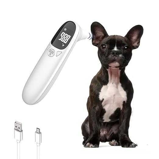 Pet Thermometer for Dog cat Rechargeable Infrared pet Ear Thermometer 1 Second Reading Fast and Accurate Temperature Detection, ℉/℃ Switchable