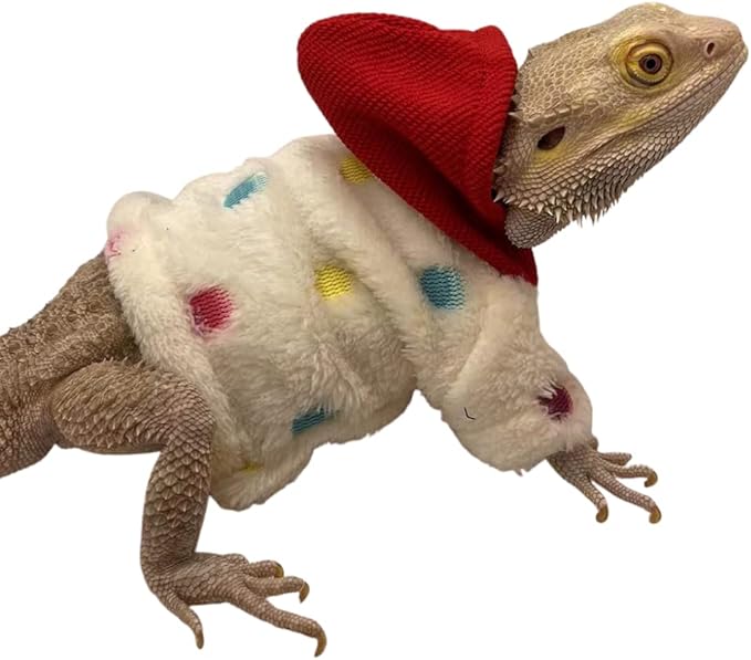 Bearded Dragons Hoodie - Handmade Adjustable Flannel Sweater Reptile Jacket Shirt for Skin Protection Small Animal Costume Apparel for Lizard Bearded Dragon Crested Gecko Chameleon (L, White)