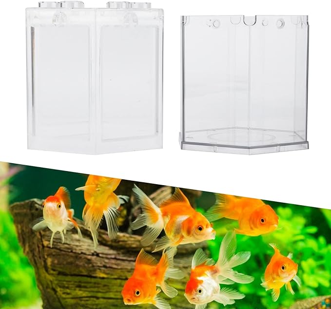 Tnfeeon Small Fish Plastic Hex Shape Superimposable Portable Mini Aquarium for Home Office Decoration