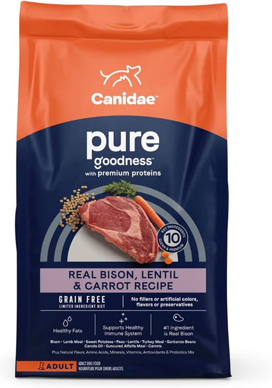 Canidae Pure Real Bison, Lentil & Carrot Recipe Adult Dry Dog 10 LB