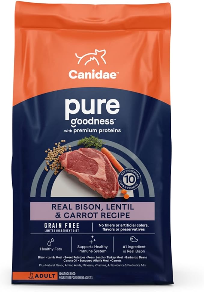 Canidae Pure Real Bison, Lentil & Carrot Recipe Adult Dry Dog 10 LB