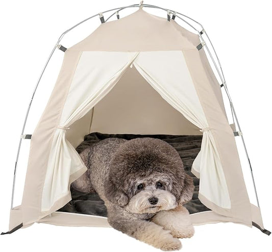 DDASUMMI Portable Pet Teepee Waterproof & Durable PE Floor Mat Dog & Cat House for Indoor/Outdoor, Camping Dog Tent Stable and Comfortable for Pets (Grey, XL)