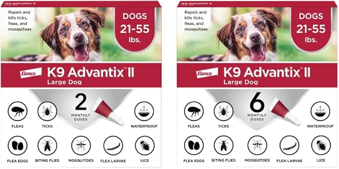K9 Advantix II Large Dog Vet-Recommended Flea, Tick & Mosquito Treatment & Prevention | Dogs 21 - 55 lbs. | 8-Mo Supply