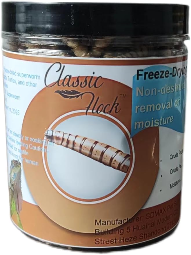 3.5oz Superworms - High Protein Reptile & Amphibian Food, Freeze-Dried for Maximum Nutrition