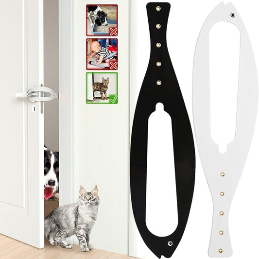 Cat Door Holder Latch Larger Adjustable Cat Door Alternative Fast Latch Strap Let Cats in and Keeps Dogs Out of Litter & Food and Safe Baby Proof No Measuring Easy to Install 2Pcs