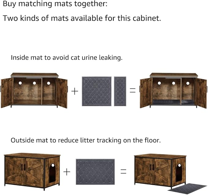 unipaws Large Cat Litter Box Enclosure with Top Opening, XL Cat Washroom Bench Furniture, Extra Large Cat Boxes, Cabinet for Large Cat, High Jumbo Automatic Litter Box Cover Hidden