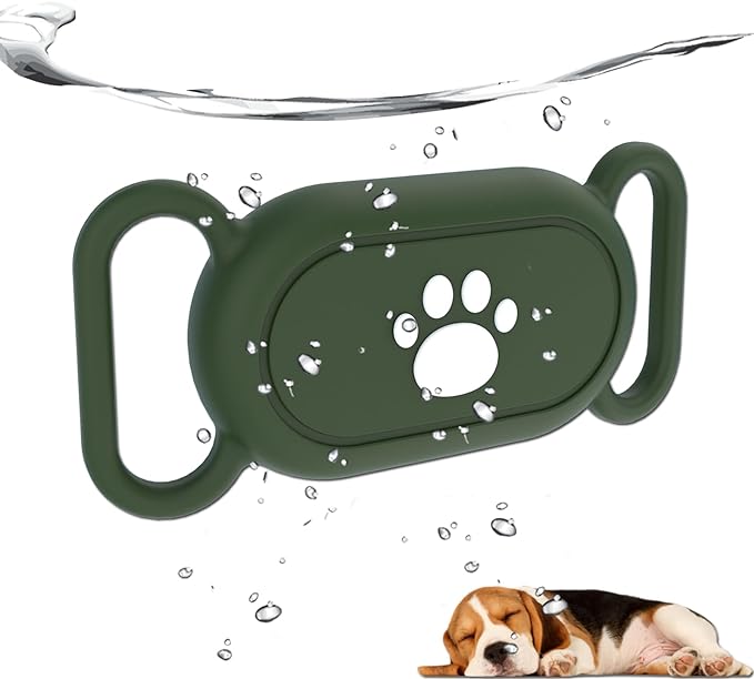 Waterproof Dog Collar Holder Compatible with Samsung Galaxy SmartTag2, Silicone GPS Tracker Hidden Loop Holder for Samsung Smart Tag2, Anti-Lost Dog Collar Samsung Tag2 Dog Paw Case(Green)