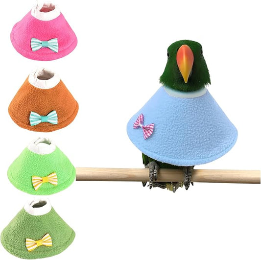 Bird Collar - Anti-Bite Elizabethan Recovery Cone Feather Plucking Protector Skin-Friendly Neckwear for Parakeets Conures Cockatiels and Small Animals Chinchilla Hamster (M,4 Packs)