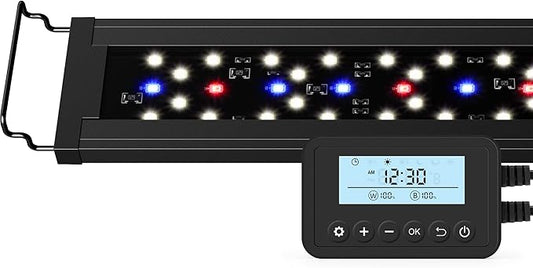 NICREW SkyLED Plus Aquarium Plant Light, Freshwater Fish Tank Light with Ramp Up and Dim Down, Spectrum Adjustable and Lighting Schedule Programmable with Controller, 18-24 Inches, 18 Watts