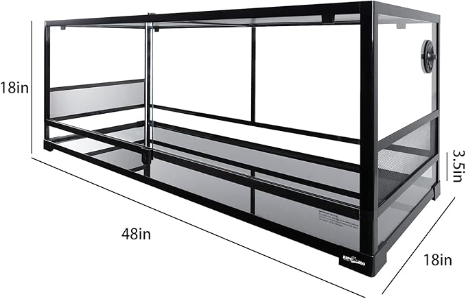 REPTI ZOO Reptile Tempered Glass Extra-Long Terrarium Habitats 48" x 18" x 18" Reptile Amphibians Large Enclosure for Snake/Bearded Dragon/Lizard ect.