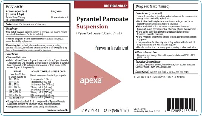 Pyrantel Pamoate Suspension, 50mg/mL, 32 Ounce