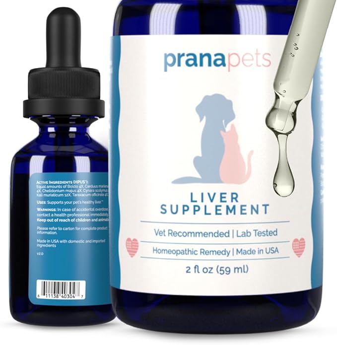 Liver Supplement for Pets Naturally Aids in Healthy Liver Function for Dogs & Cats | Herbal Formula Helps Relieve Abdominal Pain, Indigestion, and Inflammation of Liver & Gallbladder | by Prana Pets