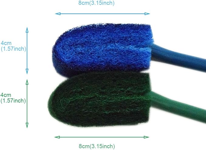 Aquarium Double Sided Sponge Cleaning Brush Cleaner Scrubber 2 Packs One Set Blue and Green Brushs