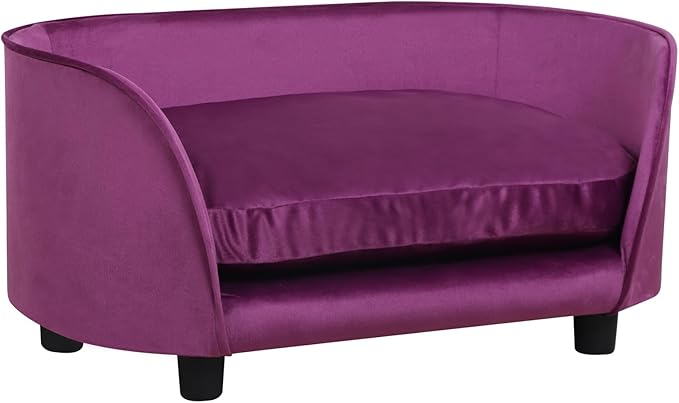 Dog Sofas and Chairs for Small Pet/Cat Sofa Chair with Velvet Fabric/Pet Sofa Bed with Comfortable Washable Cushion/Dog Bed for for Small Dog Rest Using (Purple)