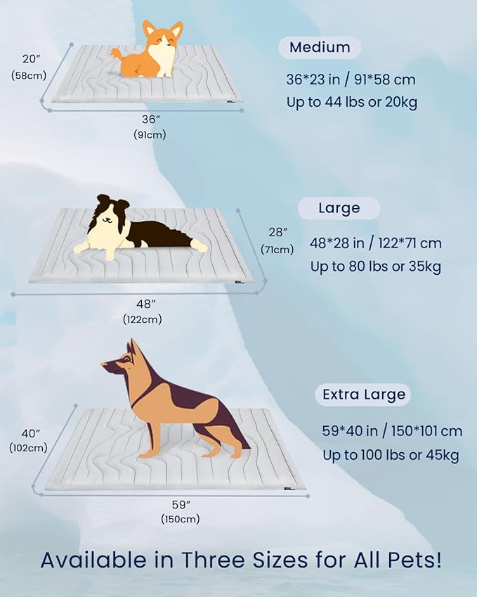 ZonLi Dog Cooling Mat, 48" x 28"Medium, Cooling Pad Reversible (Cool & Warm), Pet Cool Mats for Dog and Cat use in Crate, Kennel, Bed, Sofa, Machine Washable, Durable, Non-toxic Gel, Glacial Grey