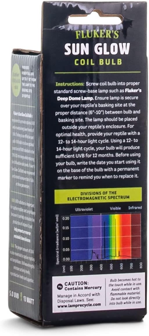 Fluker's Sun Glow 5.0 UVB Fluorescent Coil Bulb for Tropical Reptiles, Reptile Heat Light Stimulates Natural Synthesis of Vitamin D in Captive Reptiles, 26 Watt