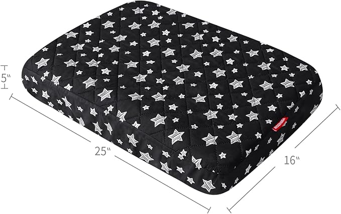 Dog Bed Covers Replacement Washable Pet Hair Easy to Remove, Waterproof Dog Bed Covers Noiseless Quilted, Pet Bed Cover Lovely Black Star Print, Puppy Bed Cover 16x25 Inches, for Dog/ Cat, Cover Only