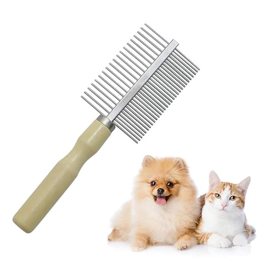 Wooden Handle Grooming Comb for Dogs Cats Pet（Double-Sided）